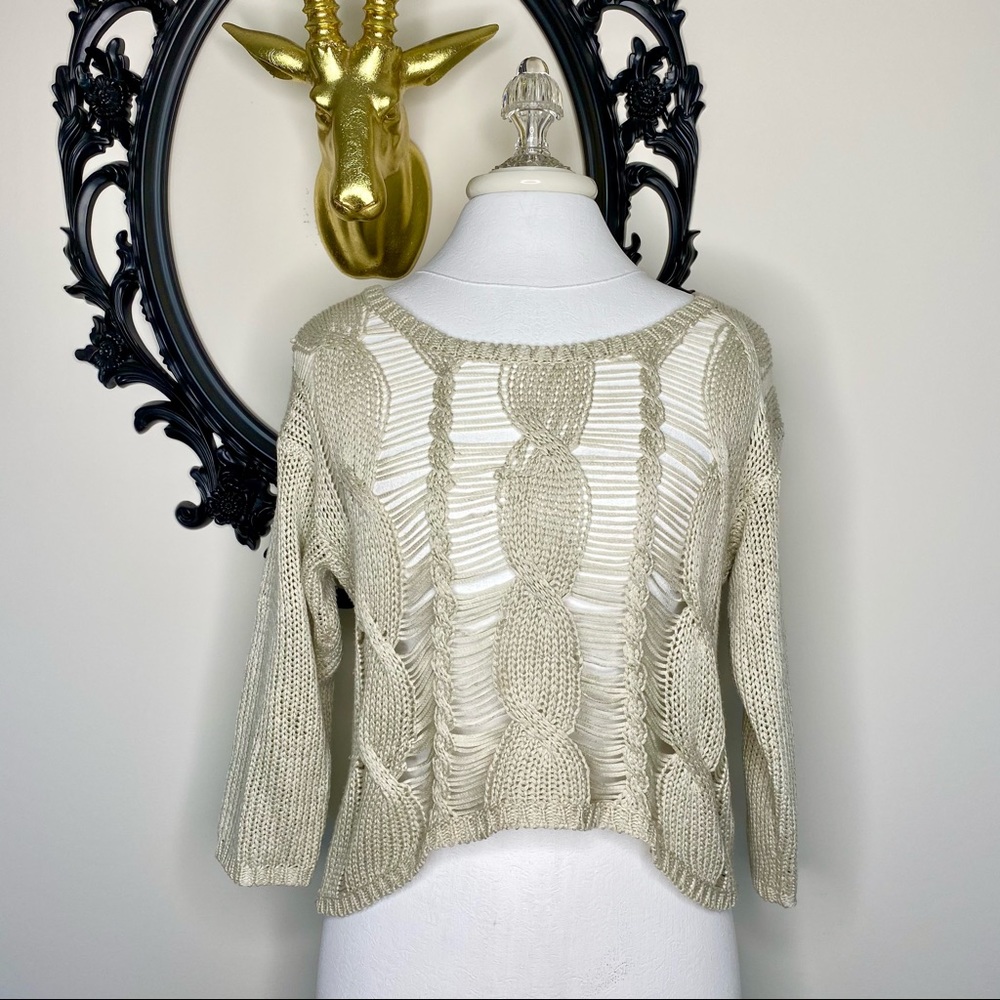 LOVE Stone Colored Crochet Sweater